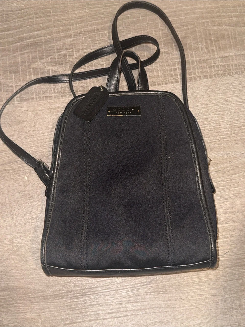 Coach Vintage Neo Neoprene Leather Backpack Black Mini Book Bag 90s Y2K